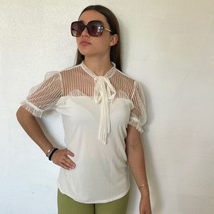 New SWEET WANDERER Mesh Cream Top short Sleeve size L